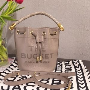 Marc Jacobs Cement Bucket Bag with Gold Accents Like New
